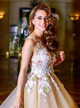 Elegant Tulle Short Prom Dresses, Open Back Homecoming Dress With Appliques